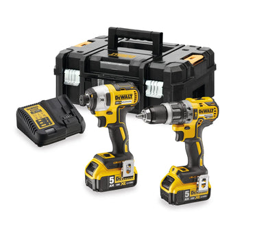 DeWalt Pachet 2 scule 18V XR brushless DCD796 + DCF887 cu 2 acumulatori 5Ah DCK266P2T-QW